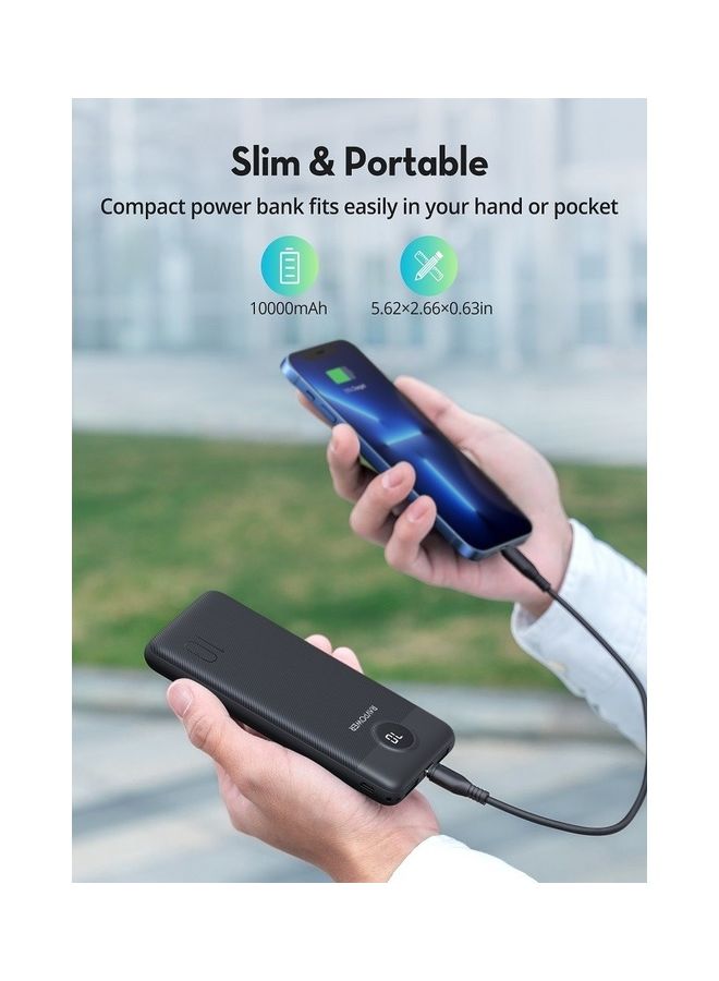 10000 mAh 3 Ports Power Bank 20 Watt Black