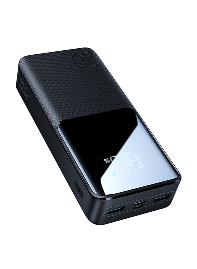 JR-QP192 20000mAh 22.5W Ultra Fast Charging Power Bank 2 Input 3 Output External Battery Pack Black