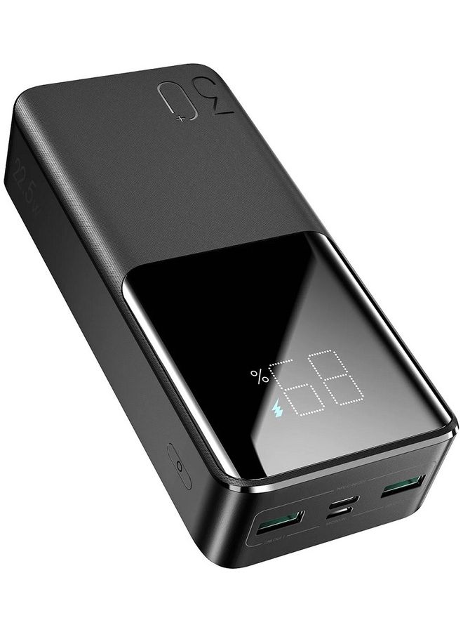 30000 mAh 30000mAh 2 Input 3 Output Power Bank Big LED Display PD 3.0 QC 3.0 External Battery Charger Black