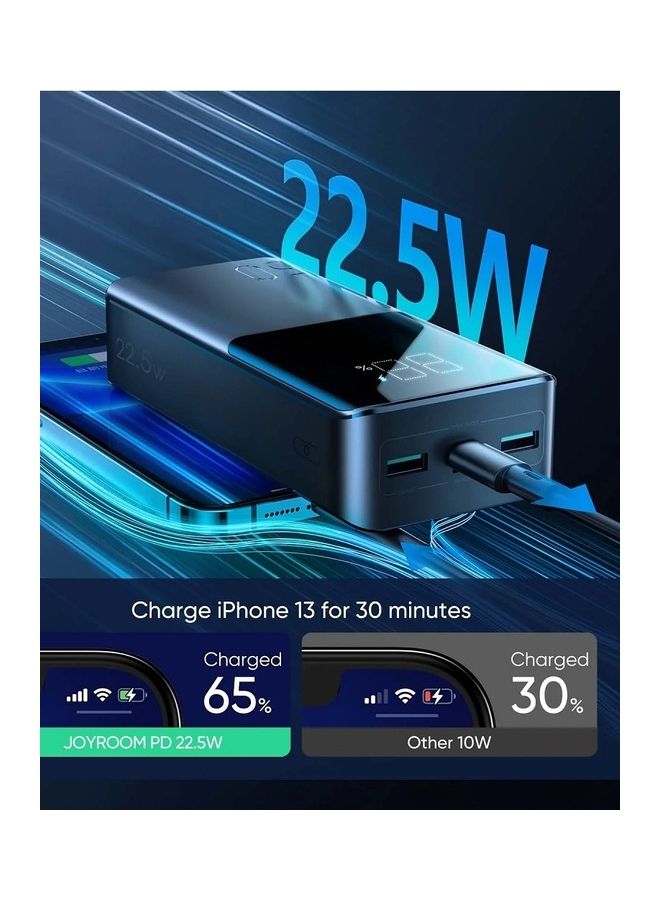 30000 mAh 30000mAh 2 Input 3 Output Power Bank Big LED Display PD 3.0 QC 3.0 External Battery Charger Black