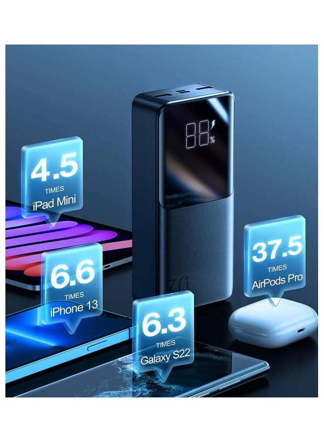 30000 mAh 30000mAh 2 Input 3 Output Power Bank Big LED Display PD 3.0 QC 3.0 External Battery Charger Black