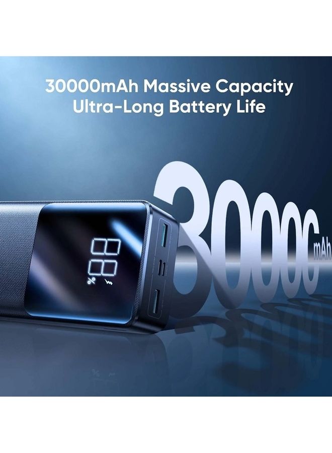 30000 mAh 30000mAh 2 Input 3 Output Power Bank Big LED Display PD 3.0 QC 3.0 External Battery Charger Black