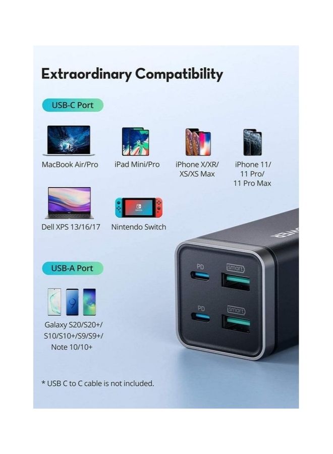 65.0 mAh Pioneer 65W Power Bank and Charging Dock 4 Ports Support PD Technology Black