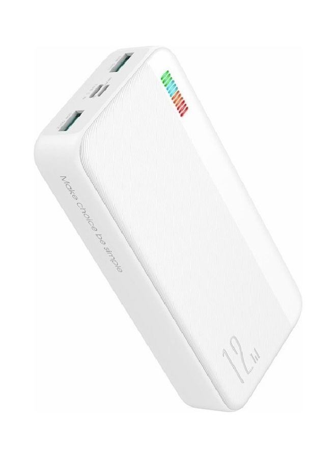 20000 mAh 12W Fast Charging Power Bank Dual Inputs Dual Outputs Phone Charger Battery White