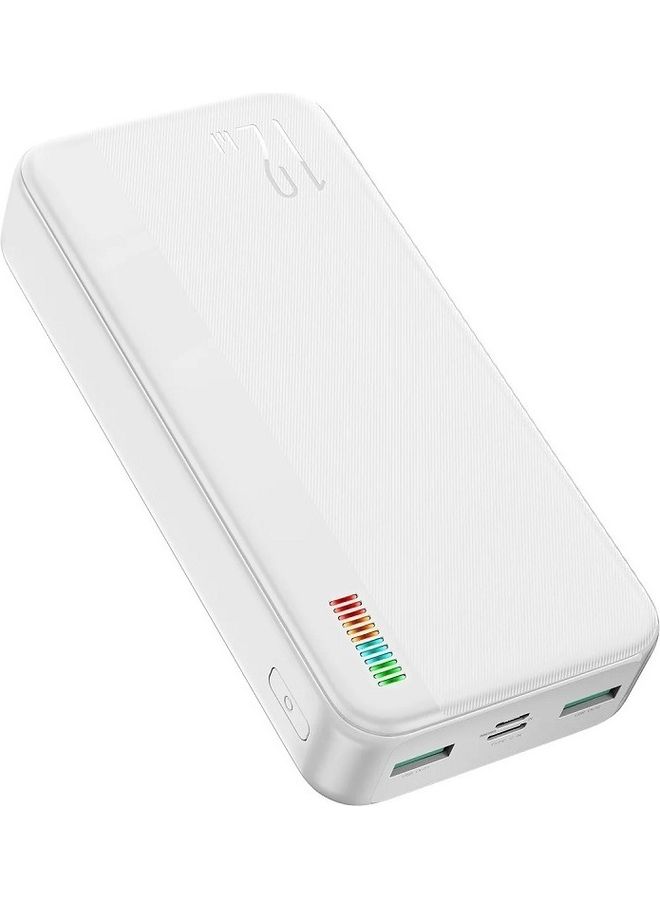 20000 mAh 12W Fast Charging Power Bank Dual Inputs Dual Outputs Phone Charger Battery White