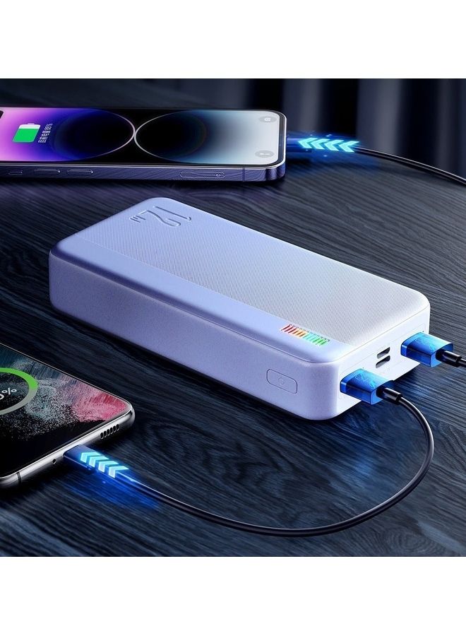 20000 mAh 12W Fast Charging Power Bank Dual Inputs Dual Outputs Phone Charger Battery White