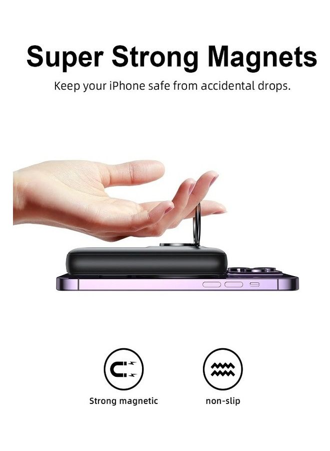 10000 mAh JR-W050 20W PD3.0 Fast Charging Power Bank Magnetic Wireless Charger External Battery Pack With Ring Holder Kickstand Blue