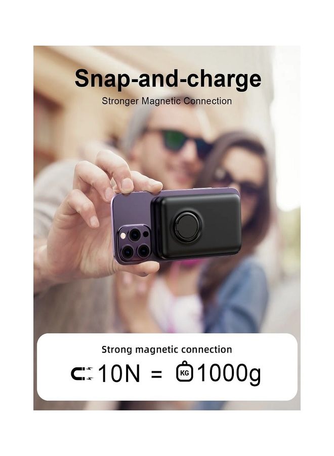 10000 mAh JR-W050 20W PD3.0 Fast Charging Power Bank Magnetic Wireless Charger External Battery Pack With Ring Holder Kickstand Blue