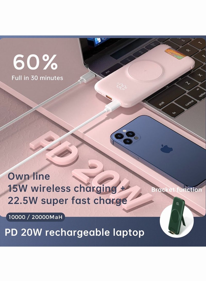 Large Capacity Portable Fast Charger Power Bank With Led Display Built in Cable 10000mah White