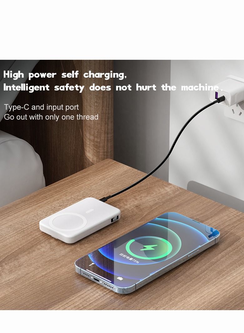 Magnetic Portable Power Bank Charger for Apple iPhone 15/14/13 Series 10000mah Blue