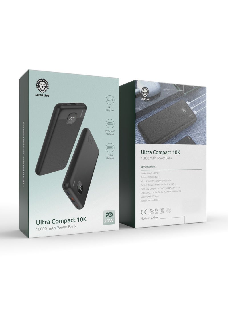 Ultra Compact Power Bank PD 20W 10000mAh - Black