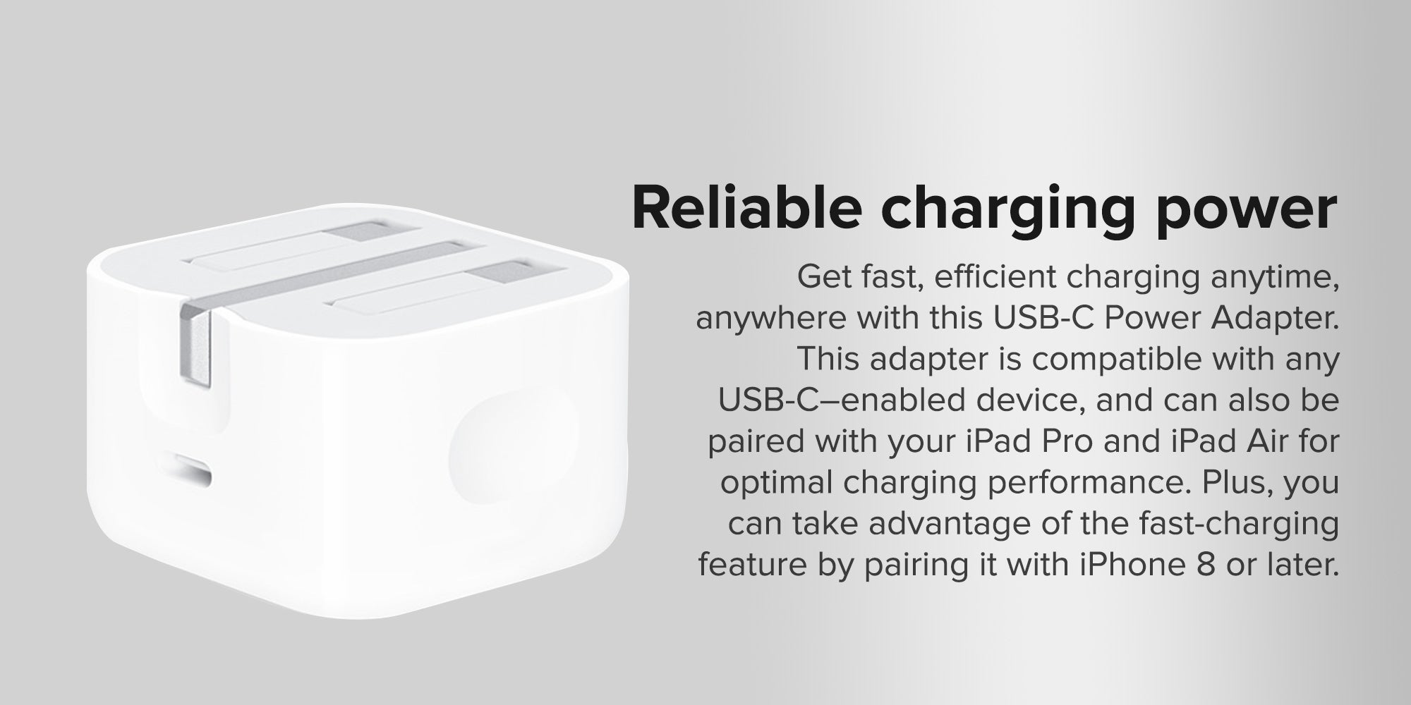 20W USB-C 3-Pin Power Adapter White