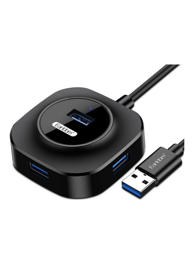 High Speed 4 USB Port Hub Splitter Black