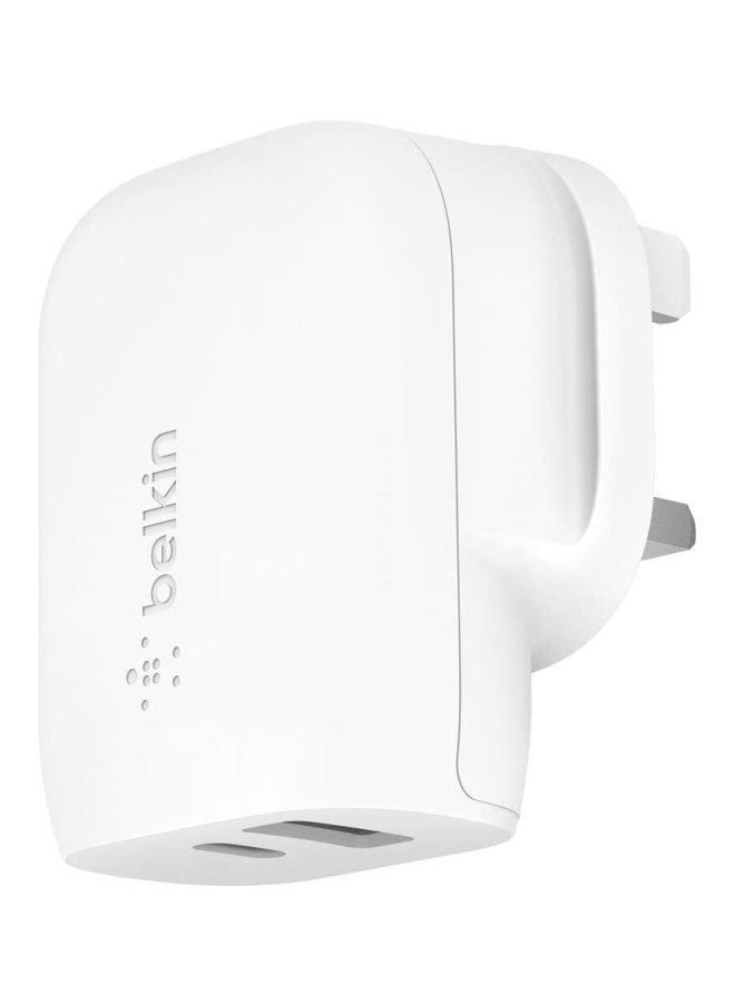 BOOST_Charge Pro USB-C + USB-A Wall Charger 32W White