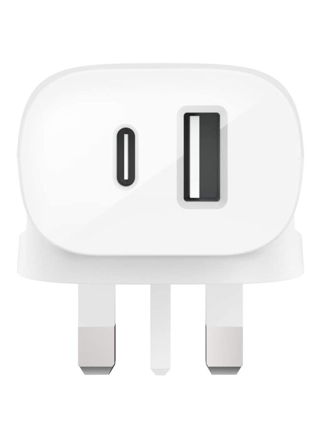 BOOST_Charge Pro USB-C + USB-A Wall Charger 32W White
