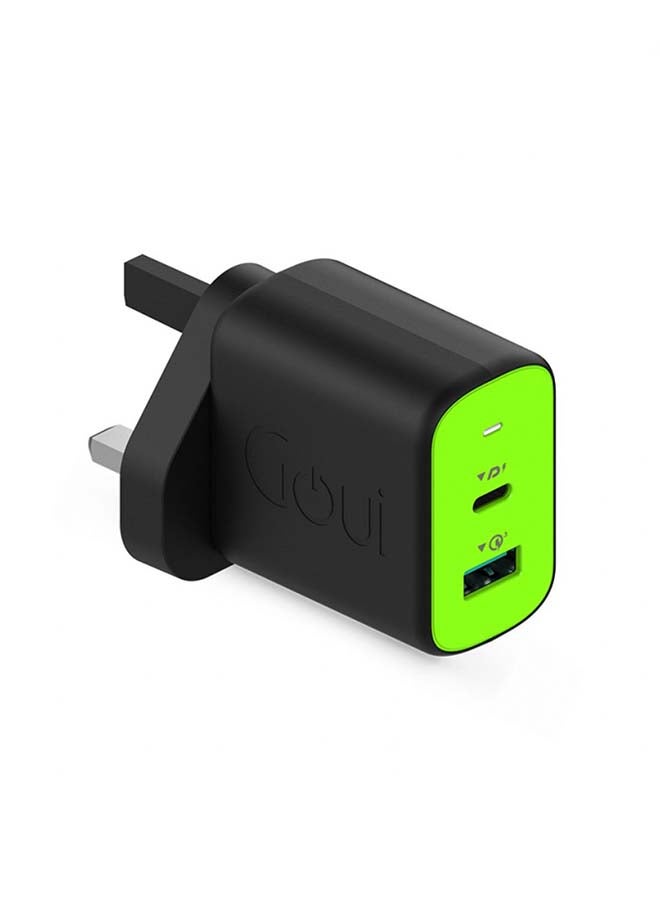 Wall Travel Charger 45 Watts 2 Ports Equipped With Power Delivery And Qualcomm 3.0 Technology Black