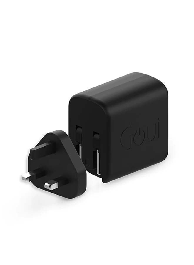 Wall Travel Charger 45 Watts 2 Ports Equipped With Power Delivery And Qualcomm 3.0 Technology Black