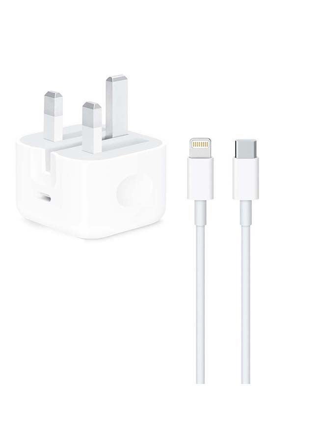 2 in 1 Pack of 20W USB-C Power Adapter and USB-C to Lightning Cable 2m white