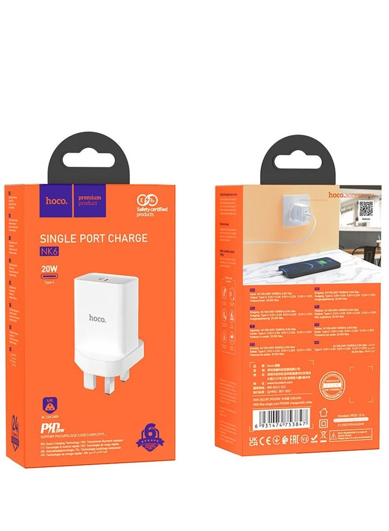 Wall charger NK6 Rise single port PD20W Adapter