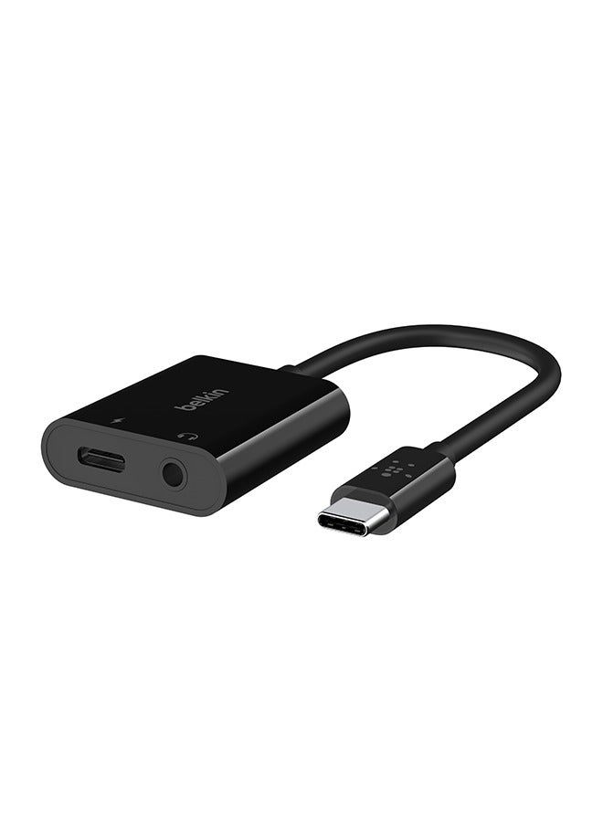 Belkin Rockstar 3.5mm Audio + USB-C Charge Adapter, USB-C Audio Adapter Compatible with iPad Pro 12.9, 11, Galaxy, Pixel, OnePlus and More Black