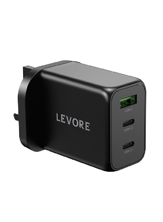 Wall Charger power delivery (PD) GaN 65W 3-Port Black LGW131-BK