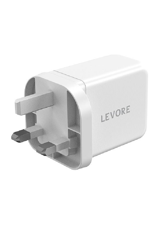 Wall Charger power delivery (PD) GaN 3-Porsts 65W- White LGW131-WH