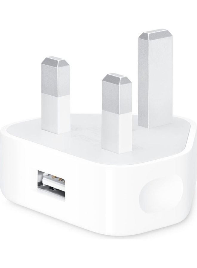 5W USB Power Adapter with Lightning to USB Cable 1m White