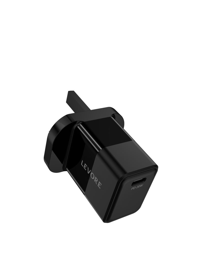 LEVORE WALL CHARGER WITH 20 W PD BLACK - LGW112-BK