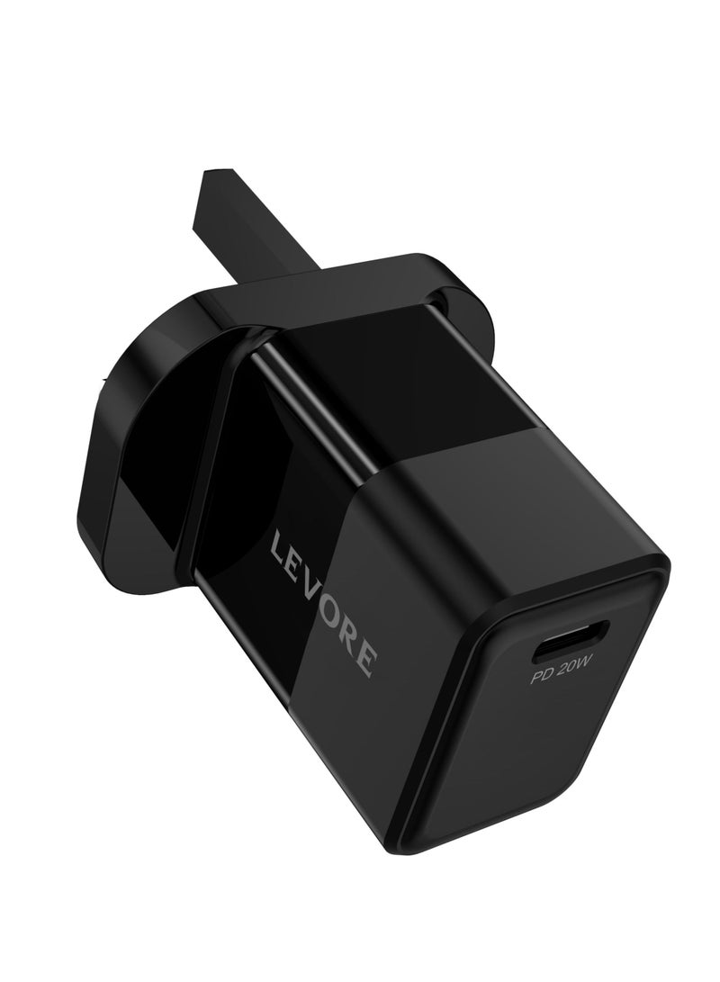 LEVORE WALL CHARGER WITH 20 W PD BLACK - LGW112-BK