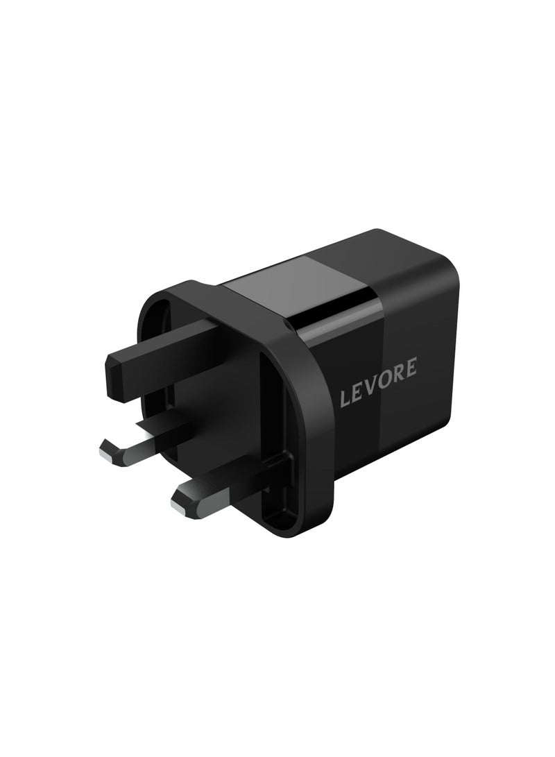 LEVORE WALL CHARGER WITH 20 W PD BLACK - LGW112-BK