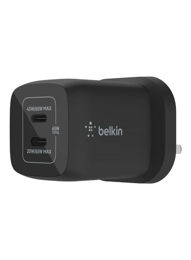 65W Dual USB Type C Wall Charger With GaN Technology   Fast ChargIng Power Delivery 3.0   Compatible With iPhone iPad MacBook Samsung Galaxy Pixel And More   Black Black