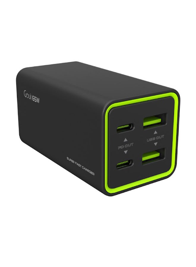 Tank super fast desk charger | 4 Ports, 65W Output |  Faster, Cooler, and More Efficient Charging - Black