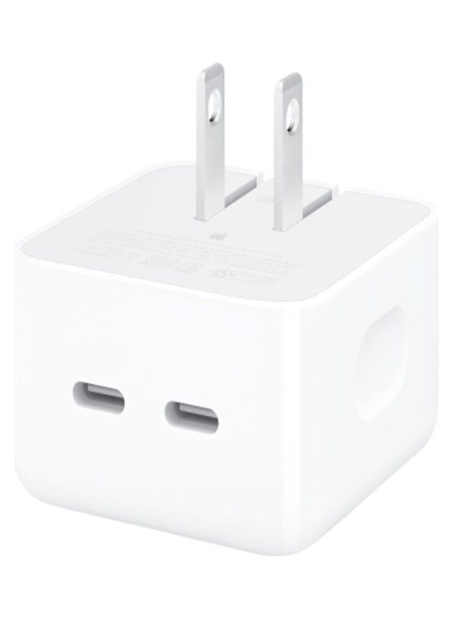 35W Dual USB-C Power Adapter For iPhone 14/13 Series White