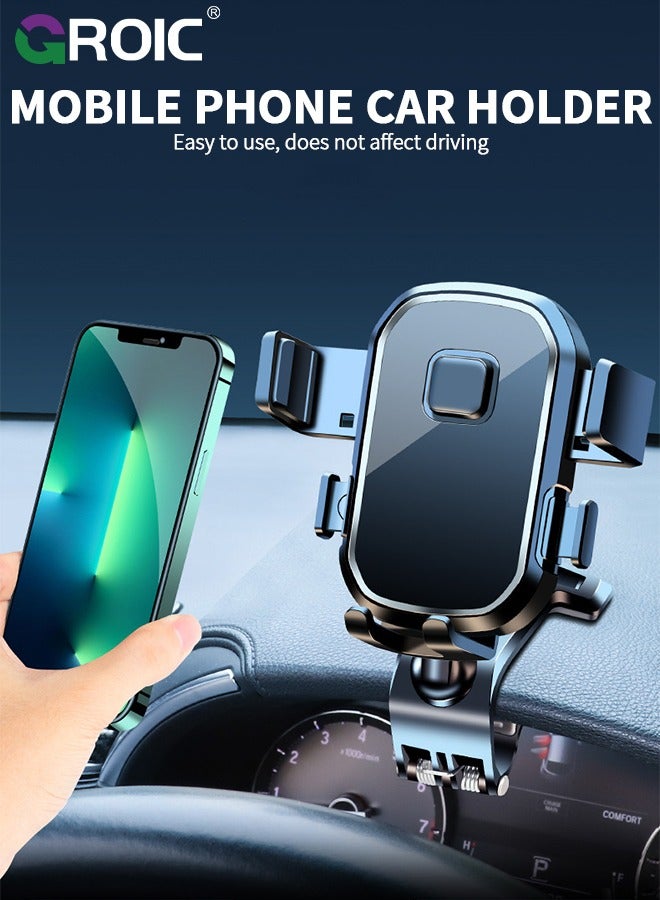 Car Mobile Phone Holder, Phone Mount for Car Dashboard & Air Vent, 1800 Degree Rotation Car Phone Holder Mount, Universal Phone Clip Car Mobile Phone Holder for iPhone Samsung All Smartphone