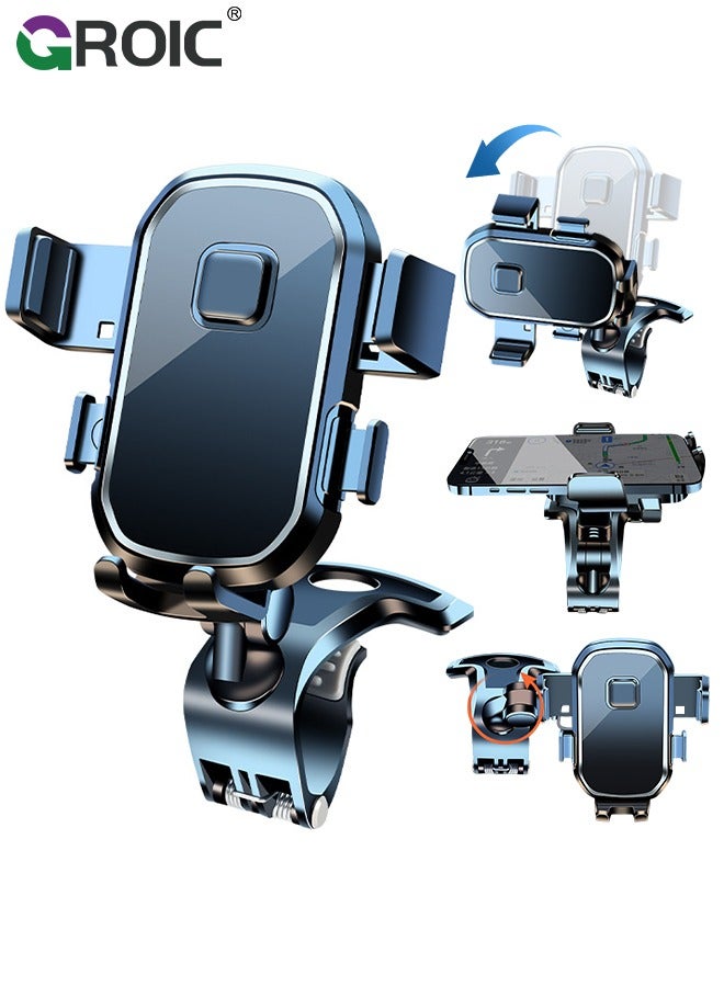 Car Mobile Phone Holder, Phone Mount for Car Dashboard & Air Vent, 1800 Degree Rotation Car Phone Holder Mount, Universal Phone Clip Car Mobile Phone Holder for iPhone Samsung All Smartphone