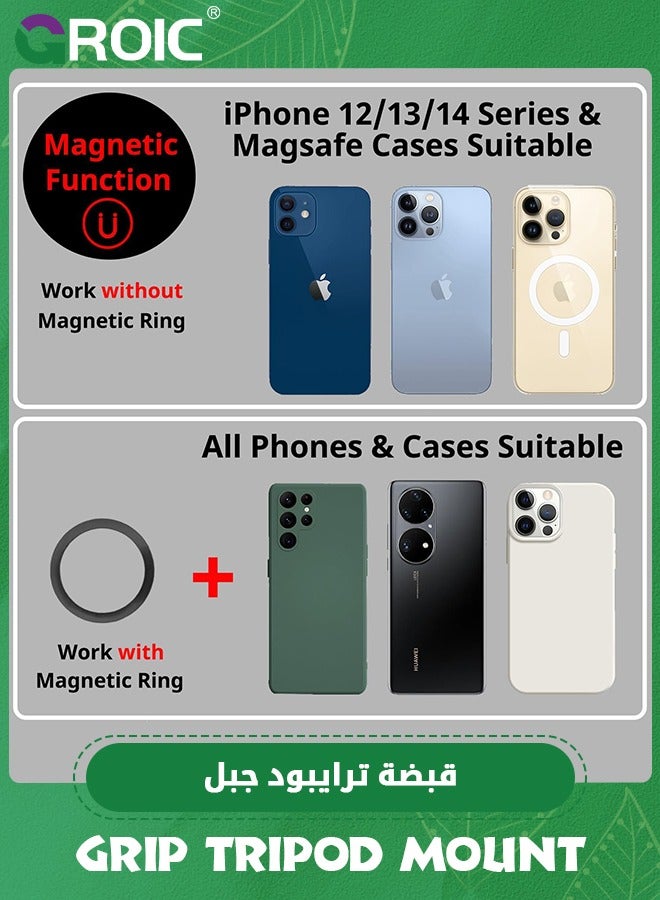 Magnetic Smartphone CapGrip Camera Cell Phone Selfie Shutter Grip Tripod Mount w 1/4