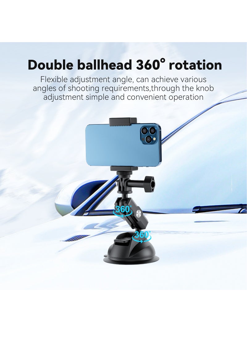 TELESIN Car Phone Action Camera Holder Suction Cup 360 Adjustable 1/4 Standard Adapter For GoPro Insta360 DJI Action Smart Phone