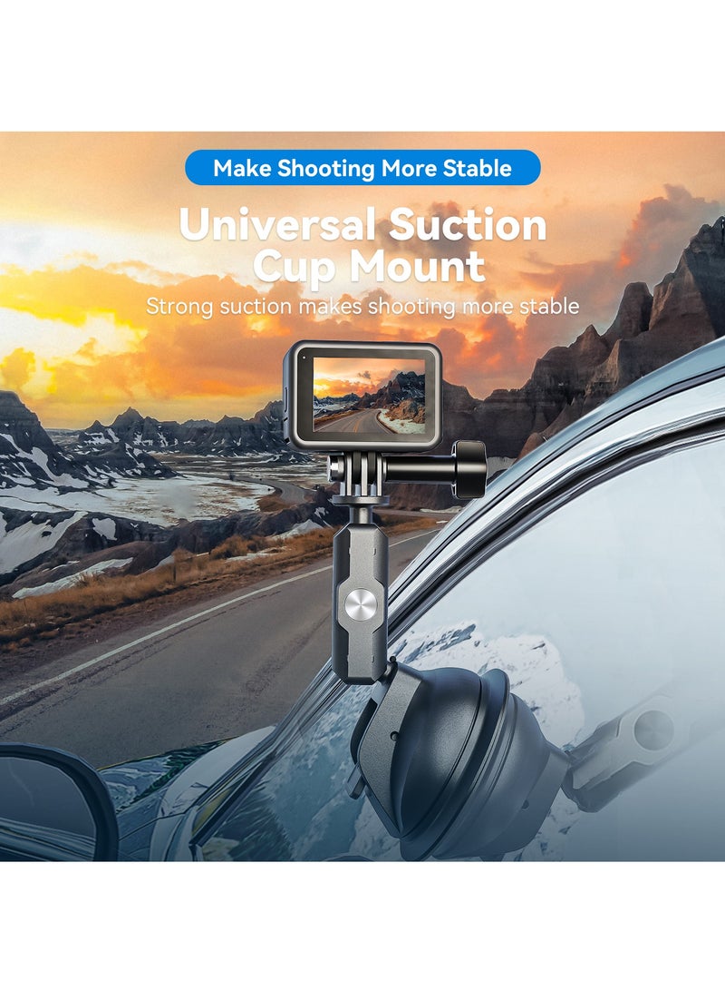 TELESIN Car Phone Action Camera Holder Suction Cup 360 Adjustable 1/4 Standard Adapter For GoPro Insta360 DJI Action Smart Phone