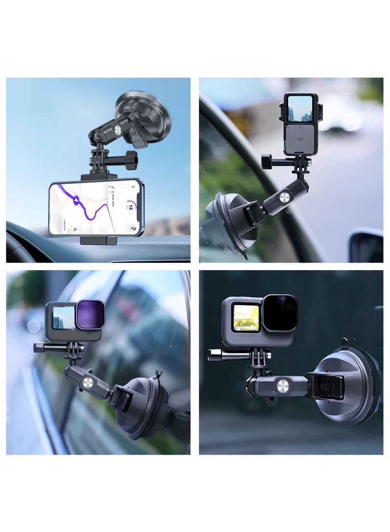 TELESIN Car Phone Action Camera Holder Suction Cup 360 Adjustable 1/4 Standard Adapter For GoPro Insta360 DJI Action Smart Phone