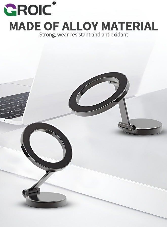 Car Fits MagSafe Car Mount, Foldable Metal Magnetic Car Phone Mount, Stick On Cell Phone Holder for Car Dash Dashboard MagSafe Accessories for iPhone 15 14 13 12 Pro Max Plus Mini MagSafe Case
