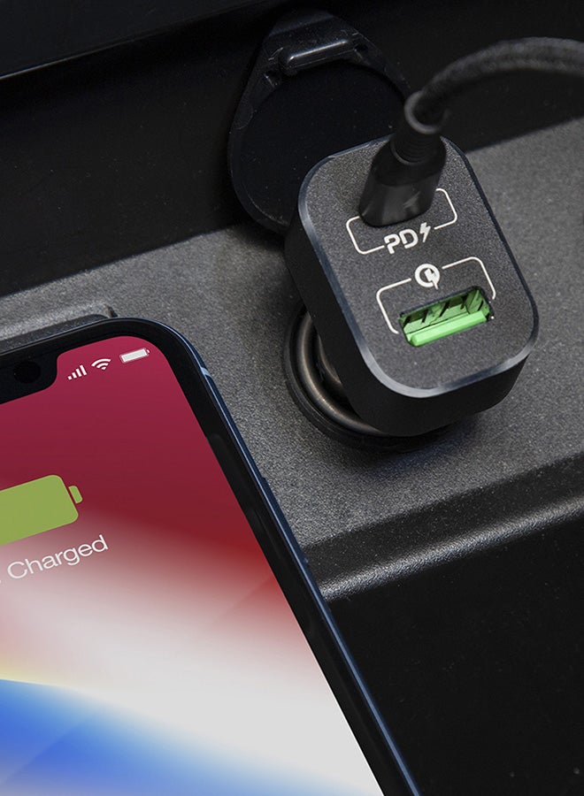 UC11 Dual-Port QC3.0 With Type-C PD [63W] Fast Car Charger Black