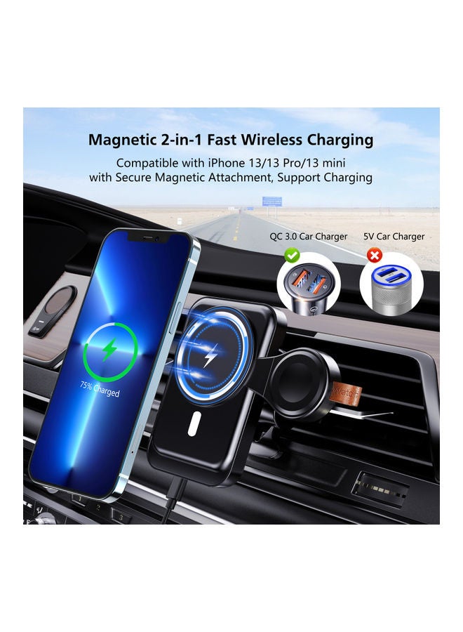 Magnetic Wireless Car Charger Compatible With Apple iPhone 12/13 Series Black