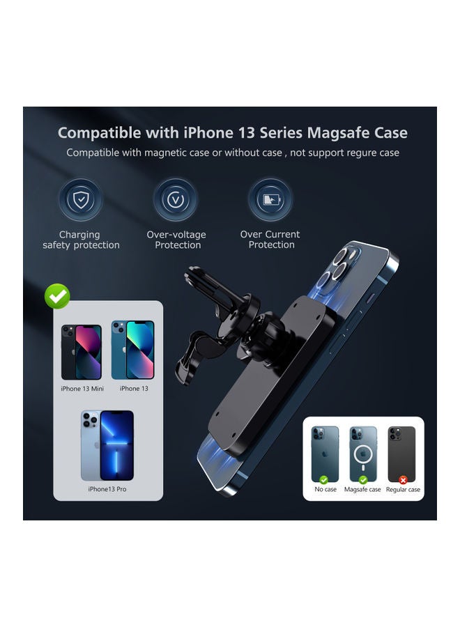 Magnetic Wireless Car Charger Compatible With Apple iPhone 12/13 Series Black