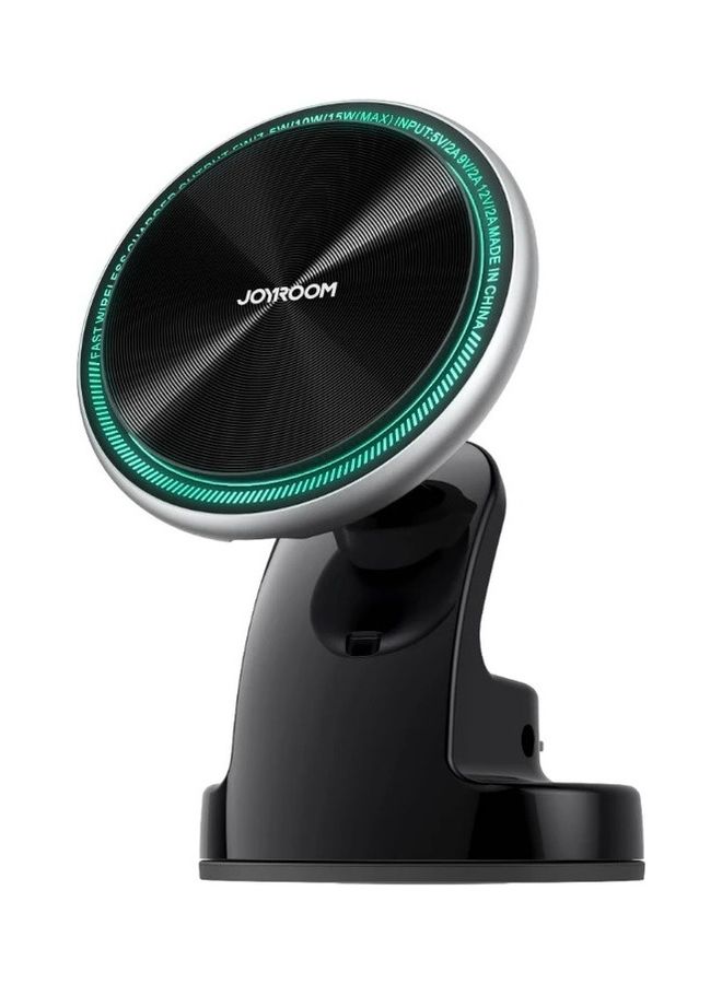 Magnetic Wireless Car Charger Holder with LED Letter Ring Black