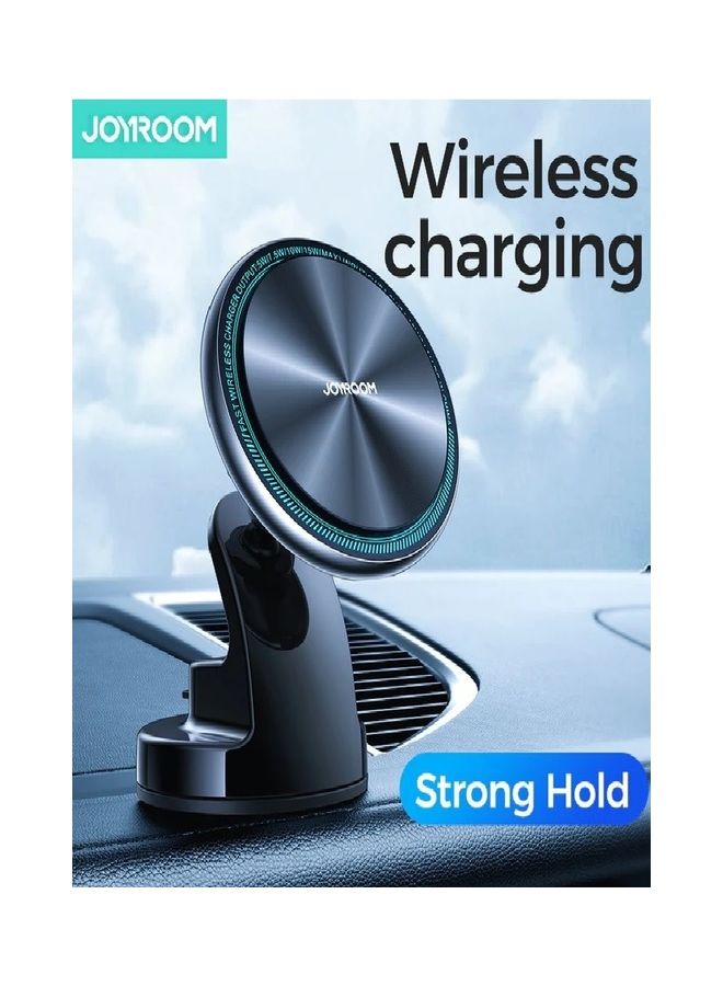 Magnetic Wireless Car Charger Holder with LED Letter Ring Black