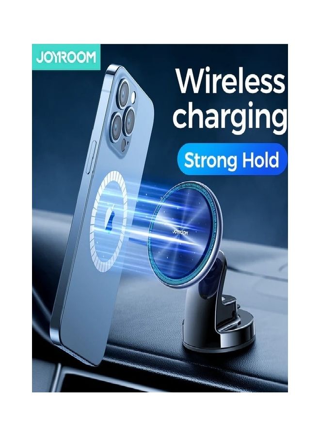 Magnetic Wireless Car Charger Holder with LED Letter Ring Black