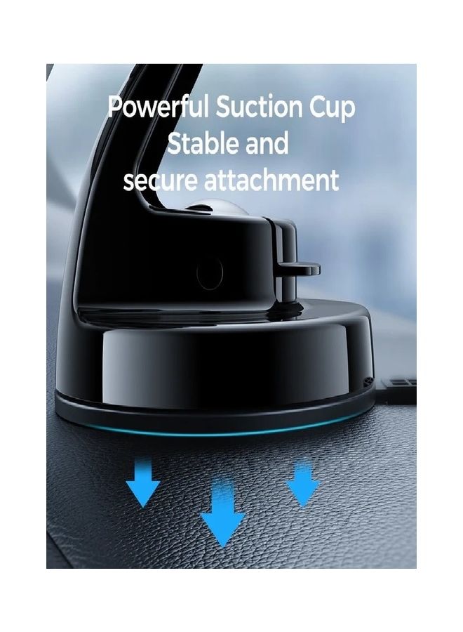 Magnetic Wireless Car Charger Holder with LED Letter Ring Black