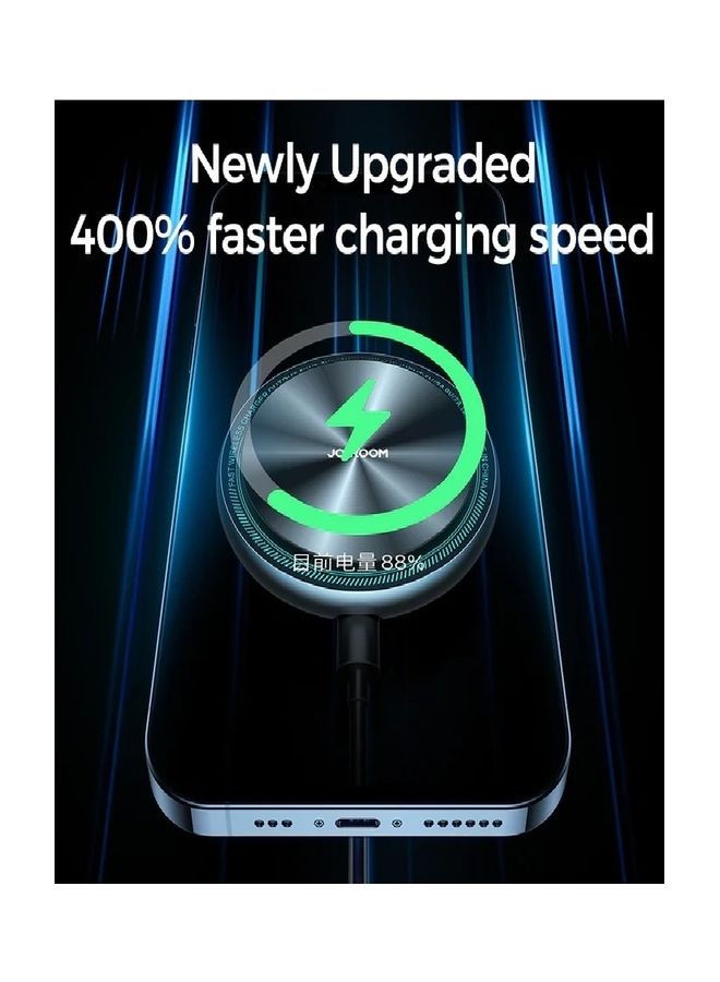 Magnetic Wireless Car Charger Holder with LED Letter Ring Black