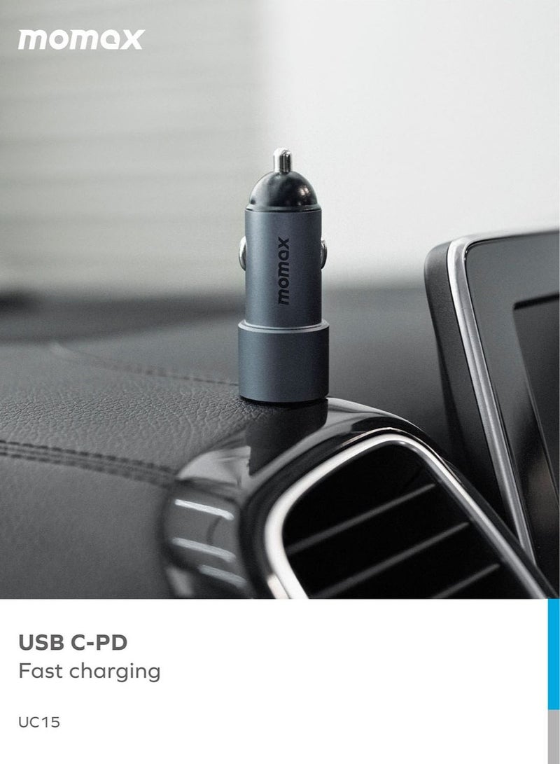 UC15 38W Dual Port USB-C PD Fast Charging 3.0 Multi-devices Car Charger - Black