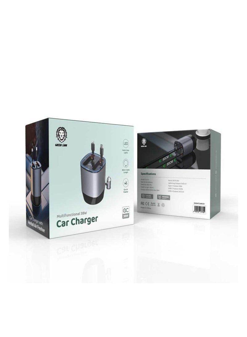 Green Lion Multifunctional Car Charger 38W - Gray